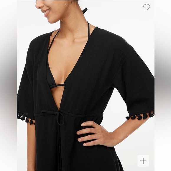 NWT J.Crew Tie-Front Coverup Black XXS BD881 - Picture 2 of 4